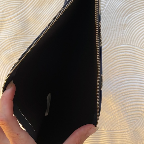 Banana Republic navy patterned faux leather zip up bag. - Picture 2 of 5